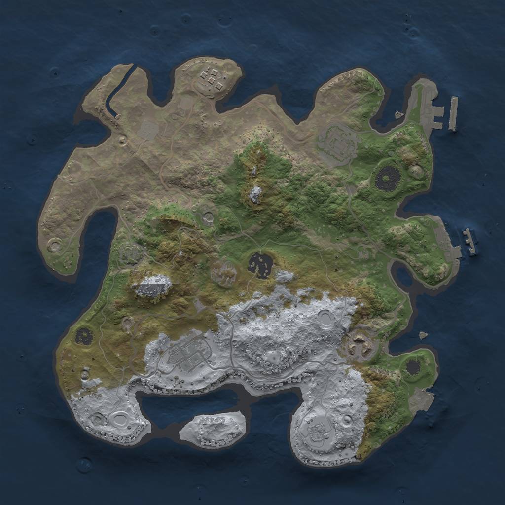 Rust Map: Procedural Map, Size: 3000, Seed: 889182912, 13 Monuments