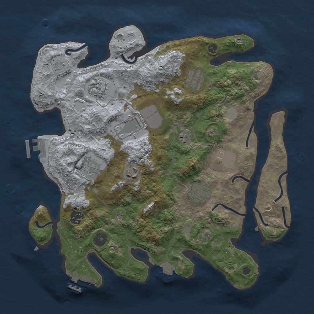 Rust Map: Procedural Map, Size: 3500, Seed: 1569263773, 17 Monuments