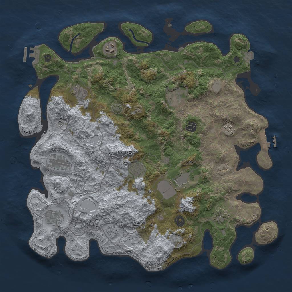 Rust Map: Procedural Map, Size: 4000, Seed: 1814774543, 18 Monuments