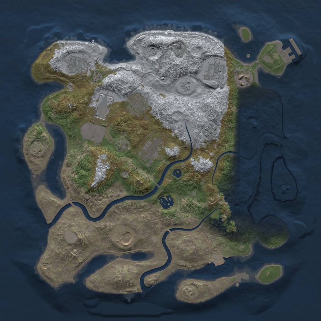 Rust Map: Procedural Map, Size: 3500, Seed: 1700916645, 14 Monuments