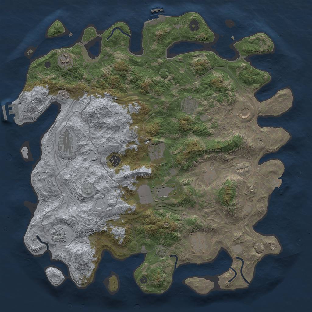 Rust Map: Procedural Map, Size: 4250, Seed: 2046486034, 19 Monuments