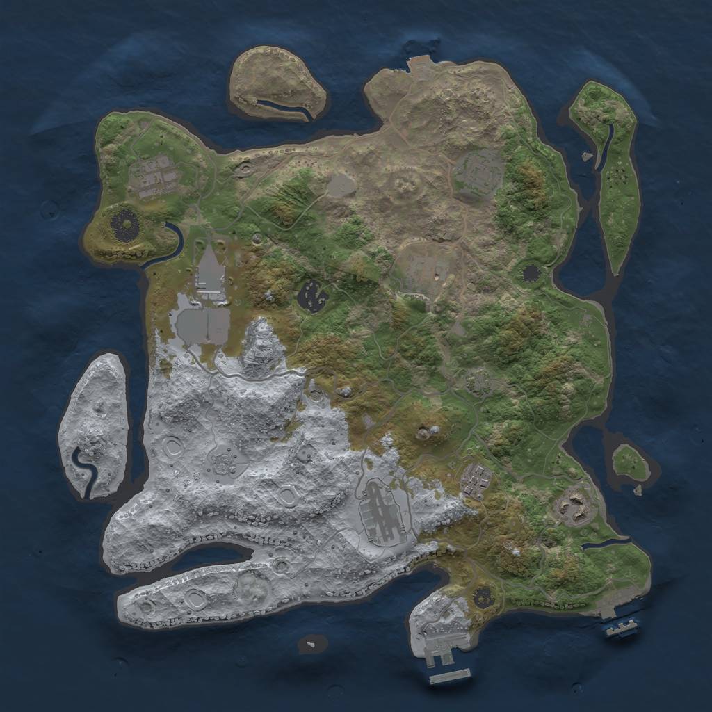 Rust Map: Procedural Map, Size: 3500, Seed: 83301905, 16 Monuments