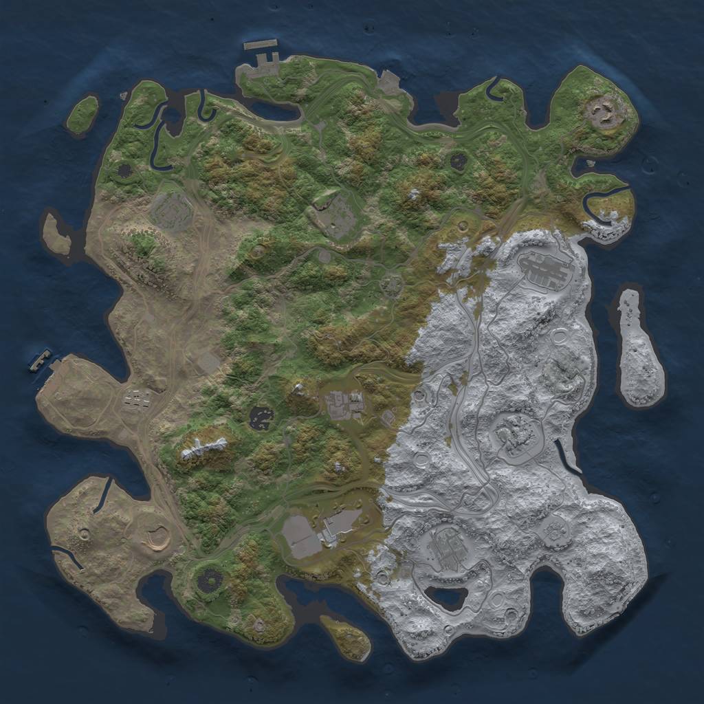 Rust Map: Procedural Map, Size: 4250, Seed: 1791111661, 19 Monuments