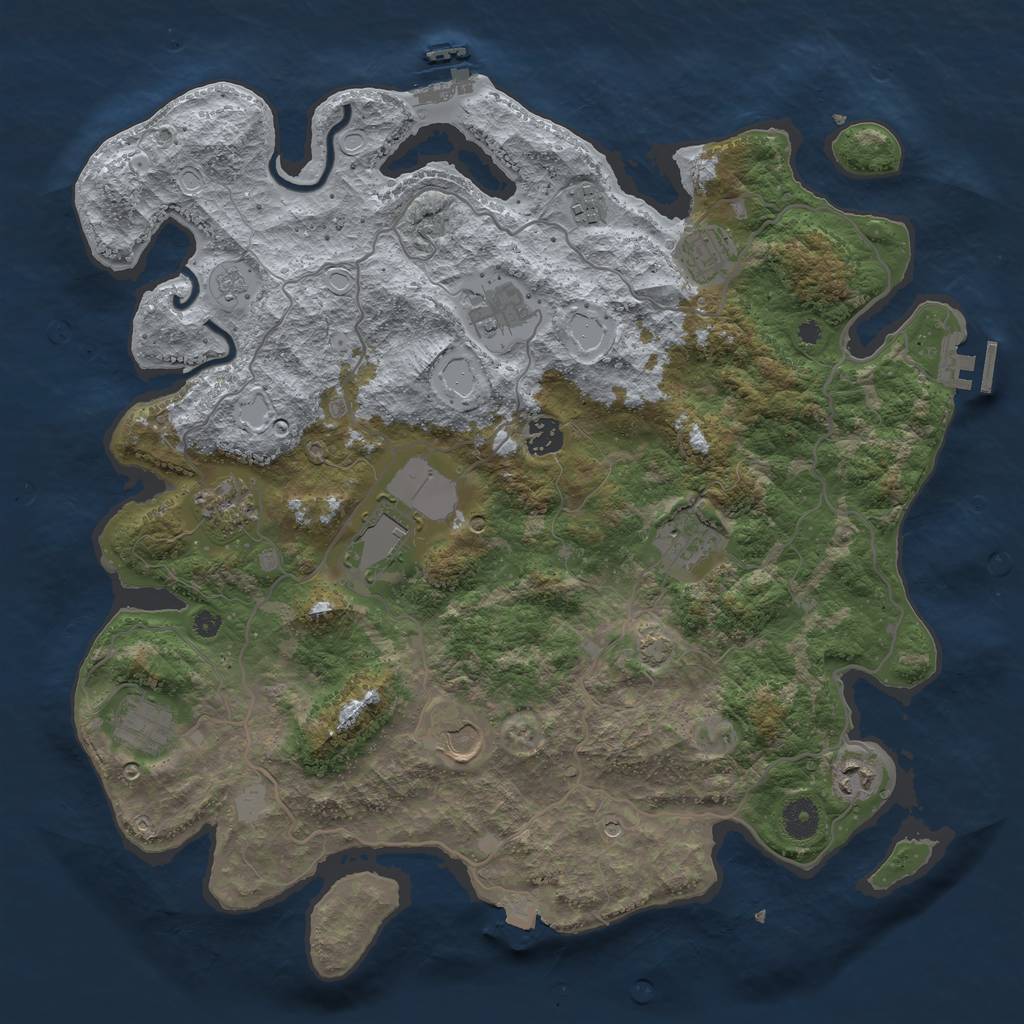 Rust Map: Procedural Map, Size: 4000, Seed: 33661308, 18 Monuments