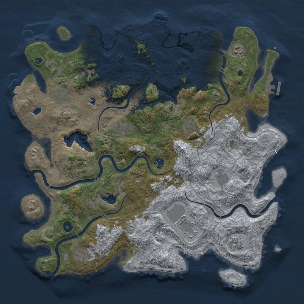 Rust Map: Procedural Map, Size: 4500, Seed: 23233423, 16 Monuments