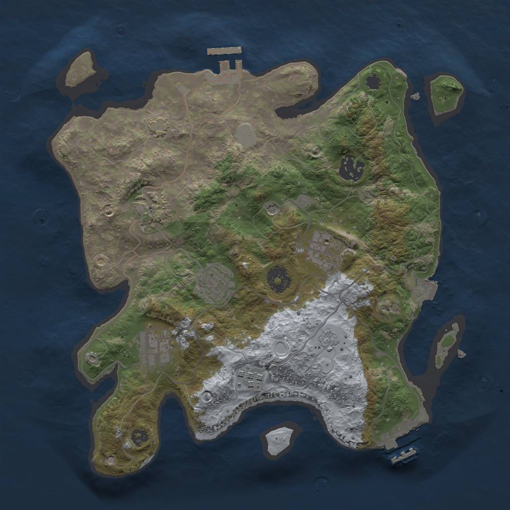 Rust Map: Procedural Map, Size: 3000, Seed: 2093622999, 14 Monuments