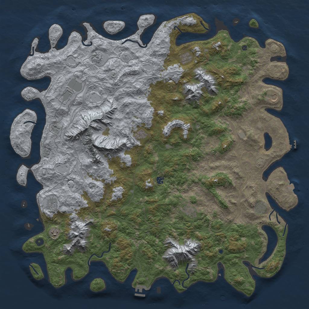 Rust Map: Procedural Map, Size: 6000, Seed: 826239676, 19 Monuments