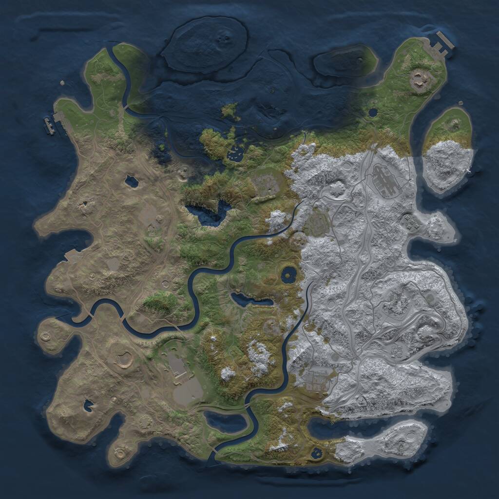 Rust Map: Procedural Map, Size: 4500, Seed: 1863299582, 17 Monuments