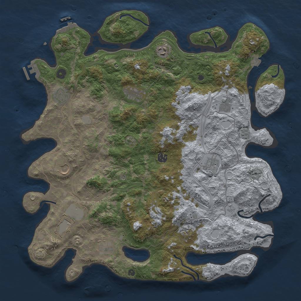 Rust Map: Procedural Map, Size: 4500, Seed: 1863299582, 19 Monuments