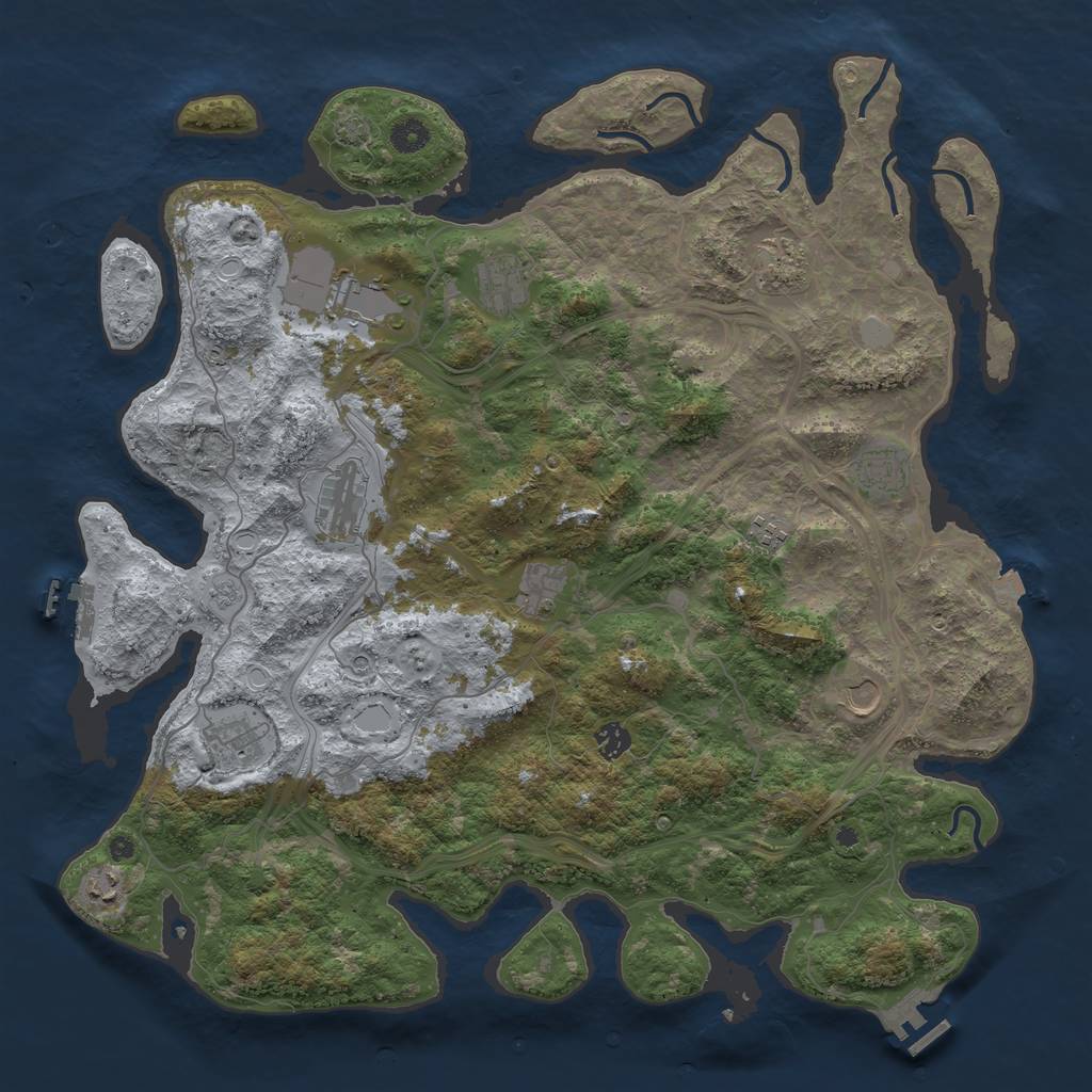 Rust Map: Procedural Map, Size: 4500, Seed: 1146225037, 19 Monuments