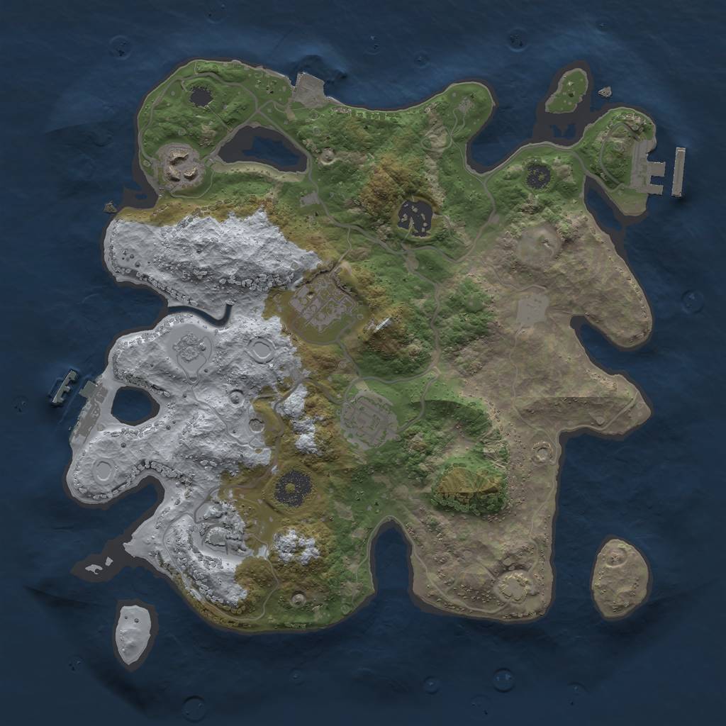 Rust Map: Procedural Map, Size: 3000, Seed: 892090175, 13 Monuments