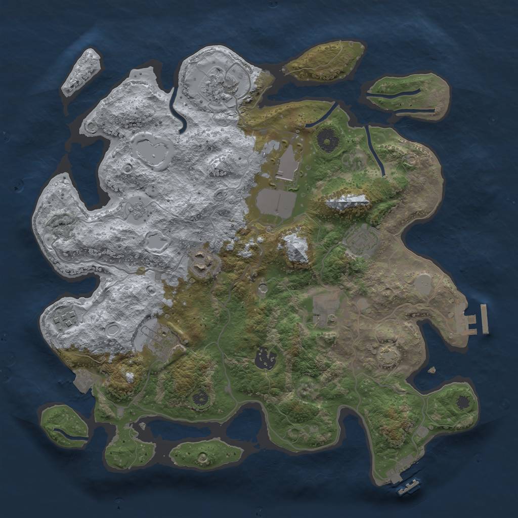 Rust Map: Procedural Map, Size: 3500, Seed: 28919355, 16 Monuments