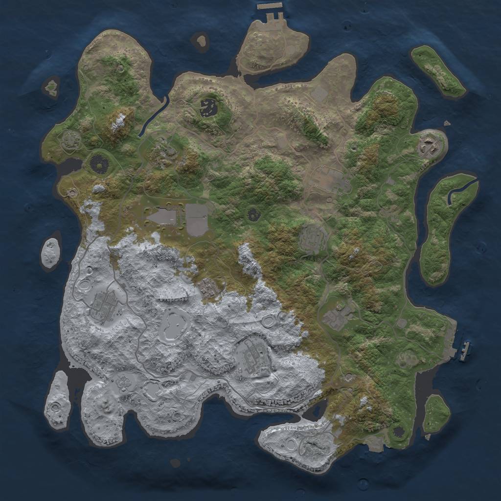 Rust Map: Procedural Map, Size: 4000, Seed: 1908652682, 18 Monuments
