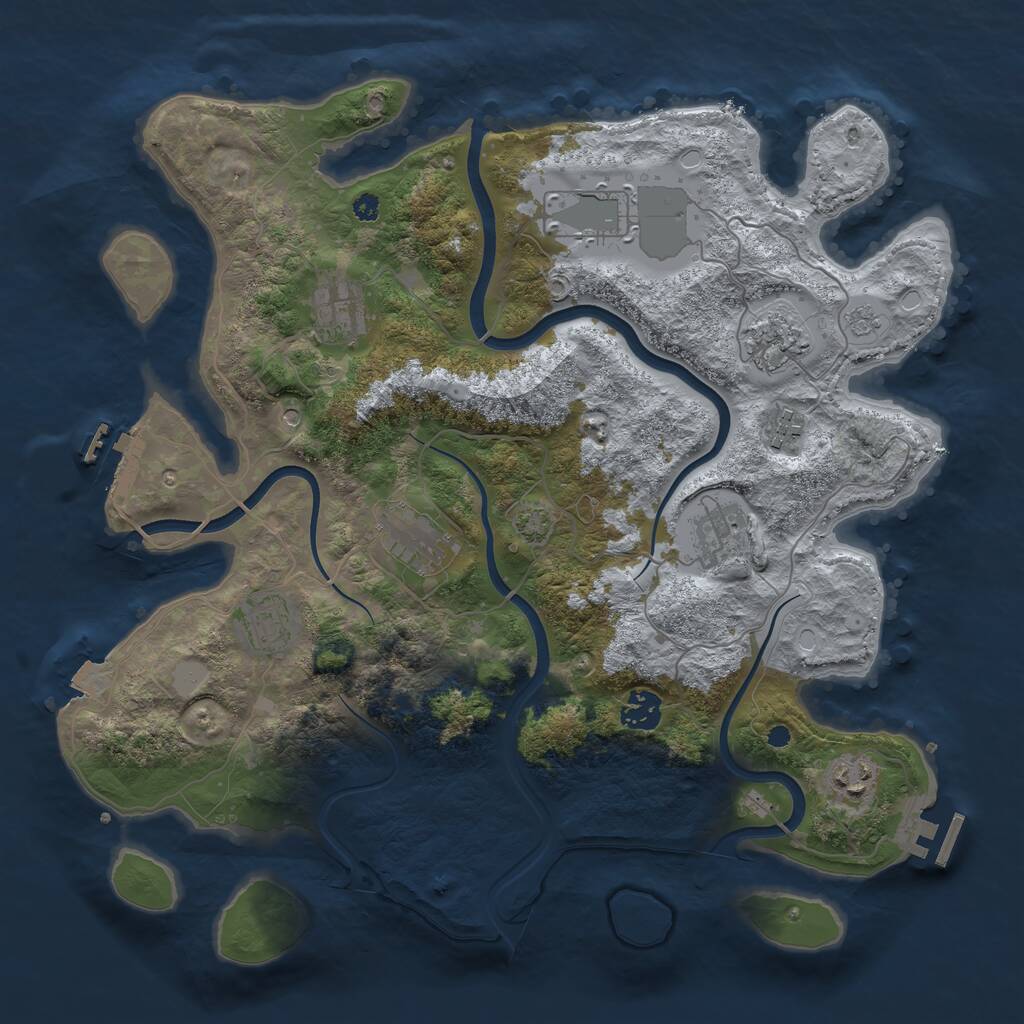 Rust Map: Procedural Map, Size: 3750, Seed: 41747069, 15 Monuments