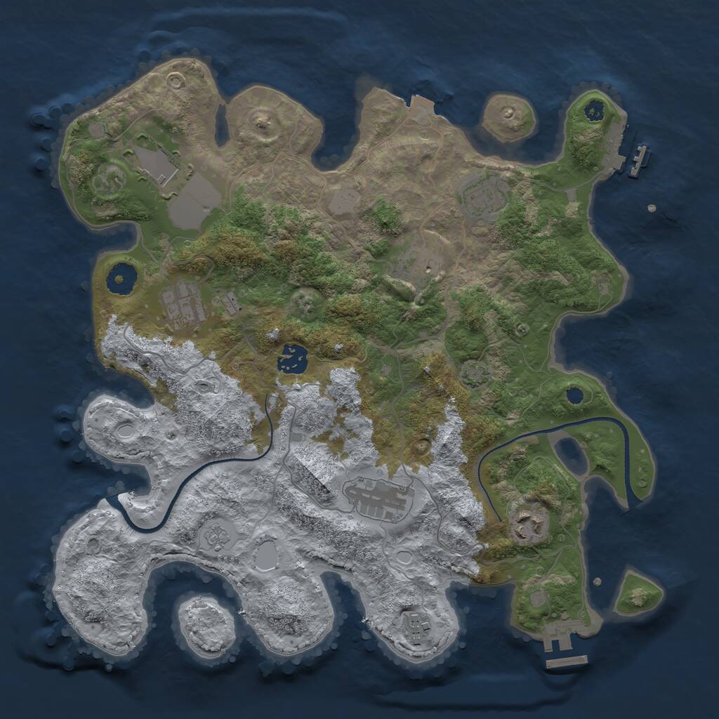 Rust Map: Procedural Map, Size: 3500, Seed: 1490609434, 13 Monuments