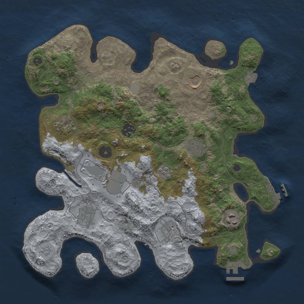 Rust Map: Procedural Map, Size: 3500, Seed: 1490609434, 17 Monuments