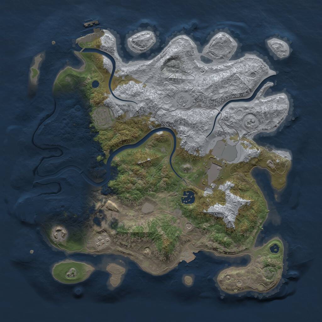 Rust Map: Procedural Map, Size: 3500, Seed: 1104510223, 12 Monuments