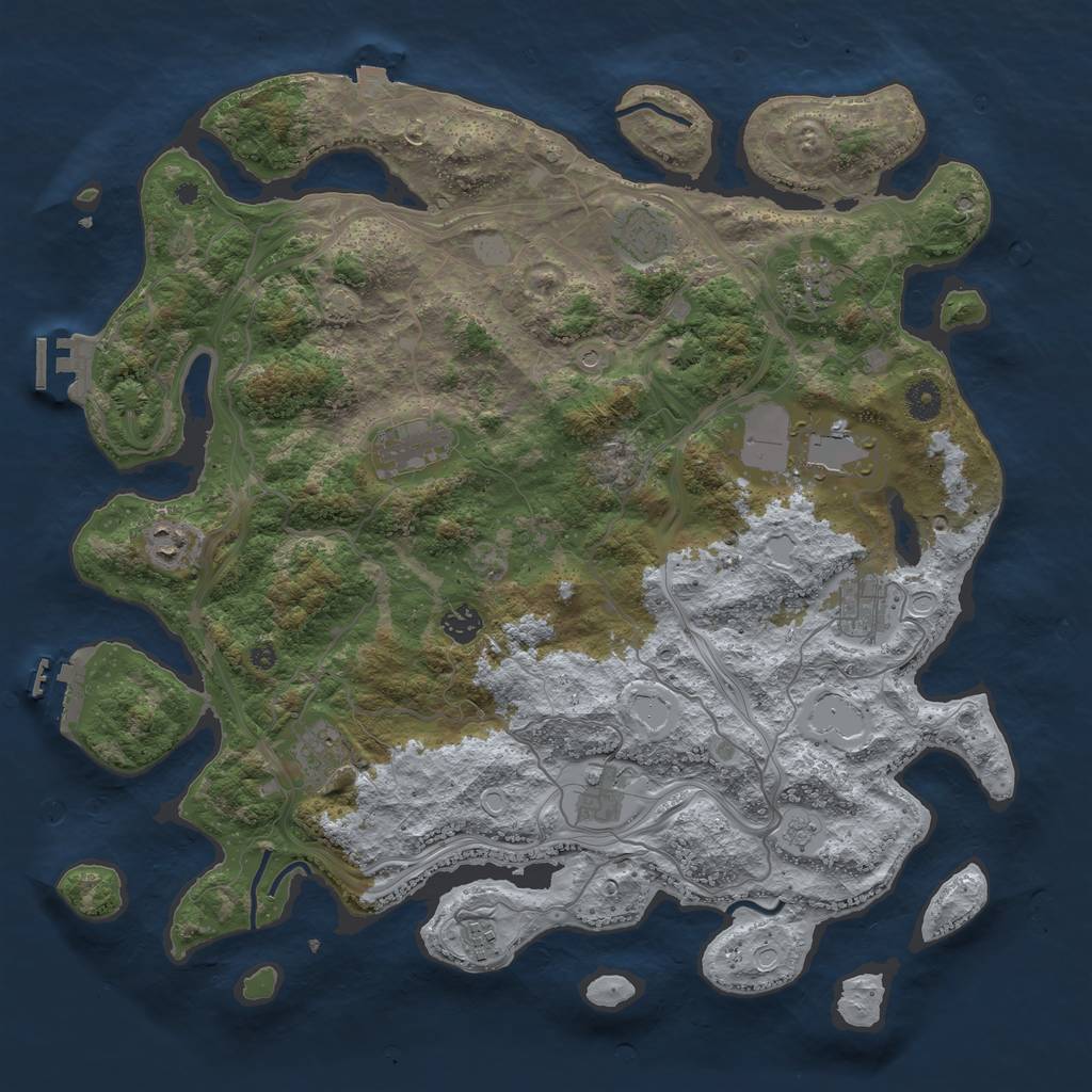 Rust Map: Procedural Map, Size: 4250, Seed: 2078153777, 18 Monuments