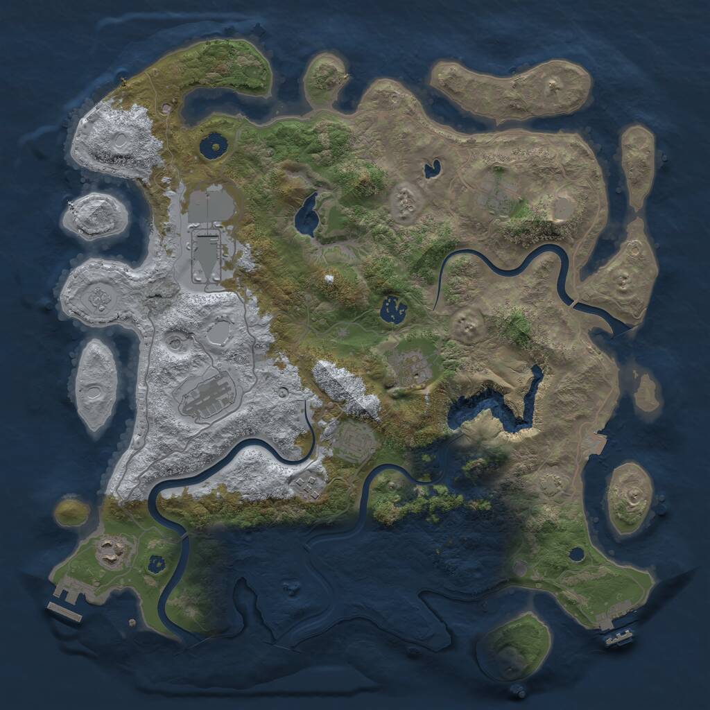 Rust Map: Procedural Map, Size: 4000, Seed: 701293838, 14 Monuments