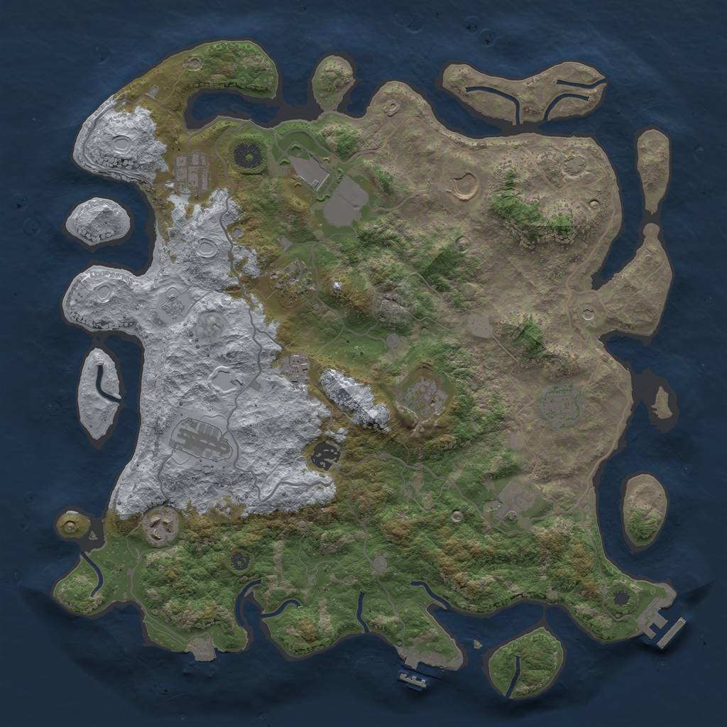 Rust Map: Procedural Map, Size: 4000, Seed: 701293838, 19 Monuments