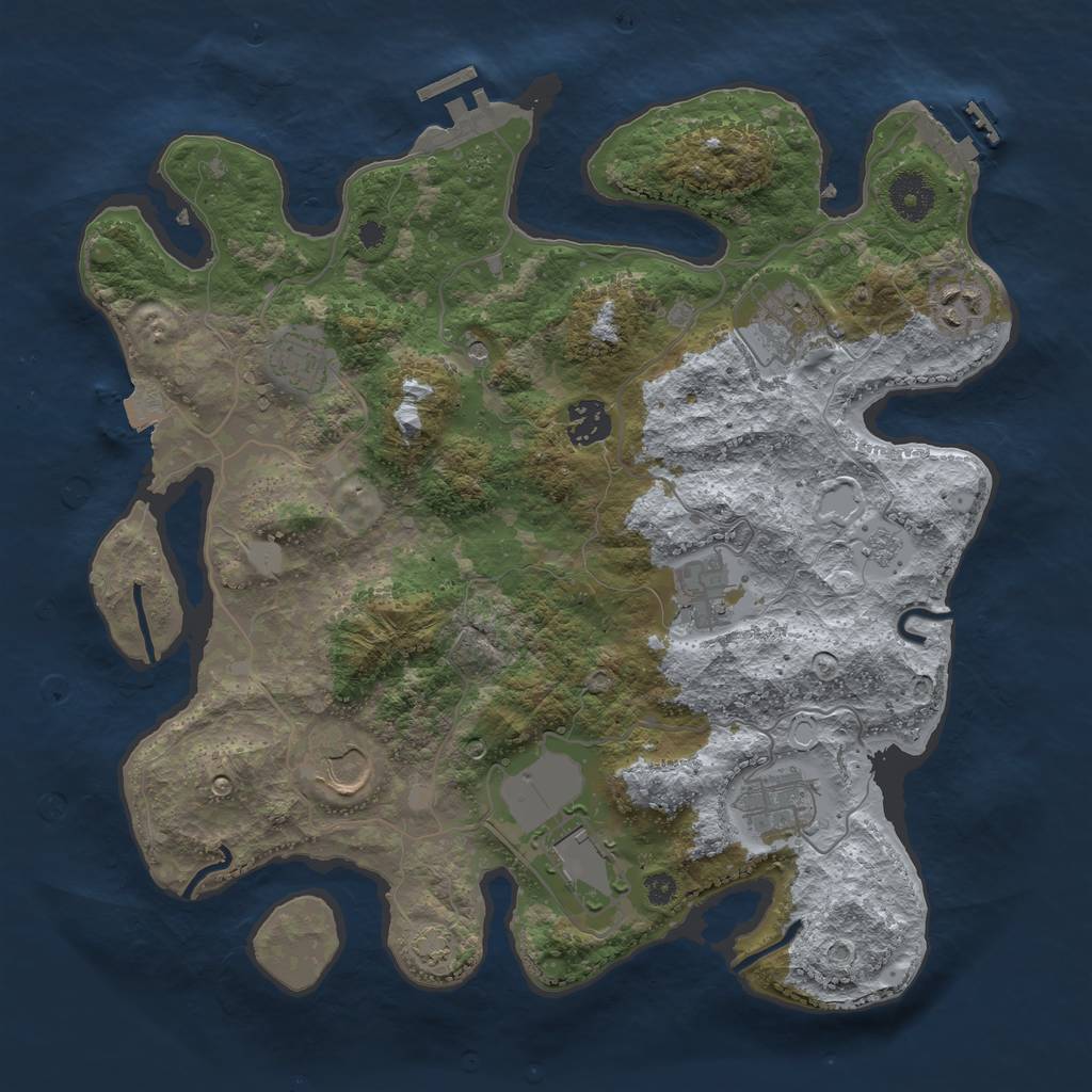 Rust Map: Procedural Map, Size: 3529, Seed: 937017964, 16 Monuments