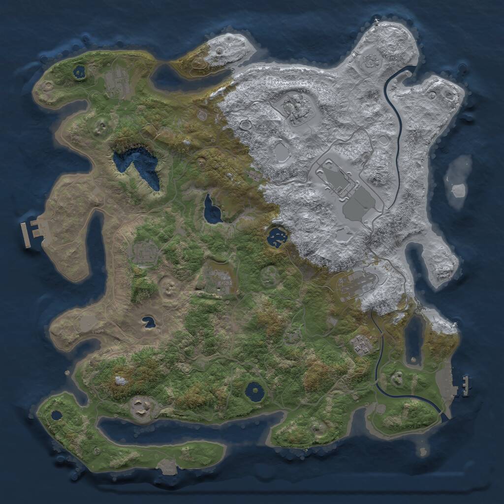 Rust Map: Procedural Map, Size: 4000, Seed: 1727438934, 14 Monuments