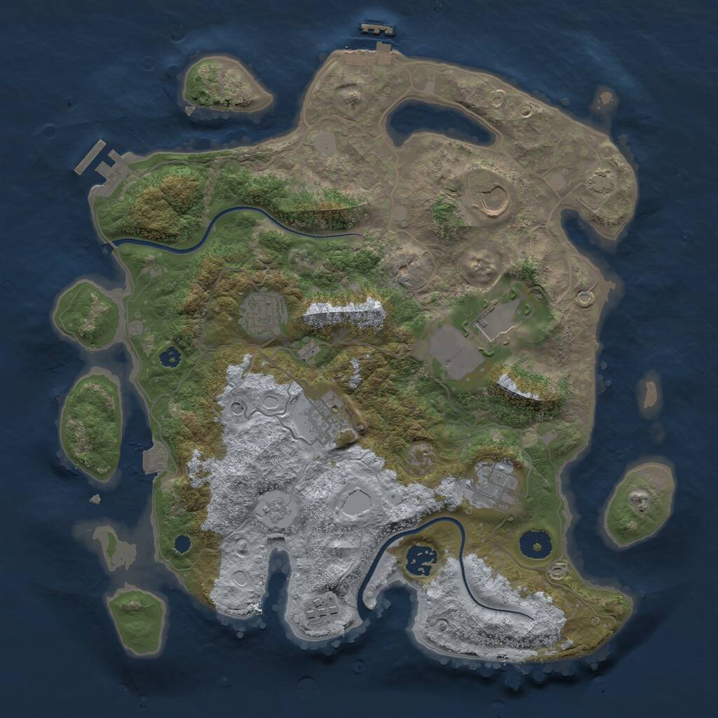 Rust Map: Procedural Map, Size: 3500, Seed: 695882103, 13 Monuments