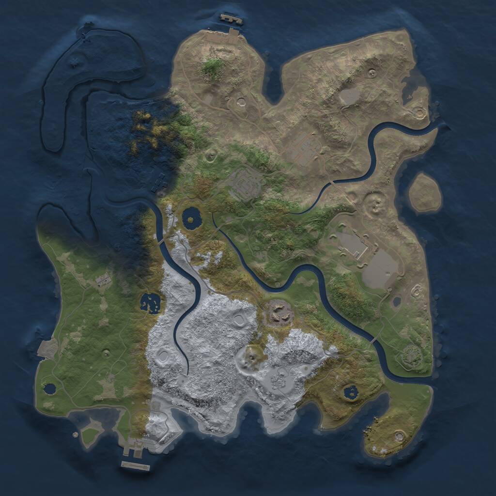 Rust Map: Procedural Map, Size: 3500, Seed: 1416053791, 12 Monuments