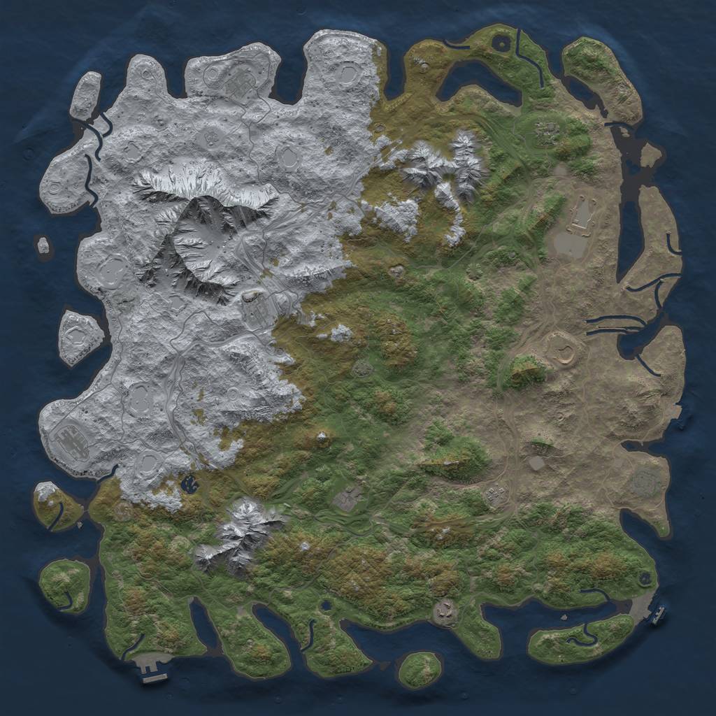 Rust Map: Procedural Map, Size: 6000, Seed: 958429870, 19 Monuments