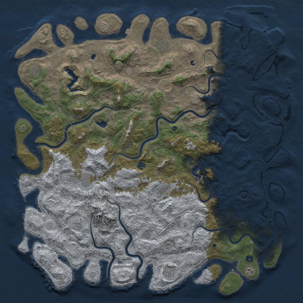 Rust Map: Procedural Map, Size: 6000, Seed: 1097453, 17 Monuments