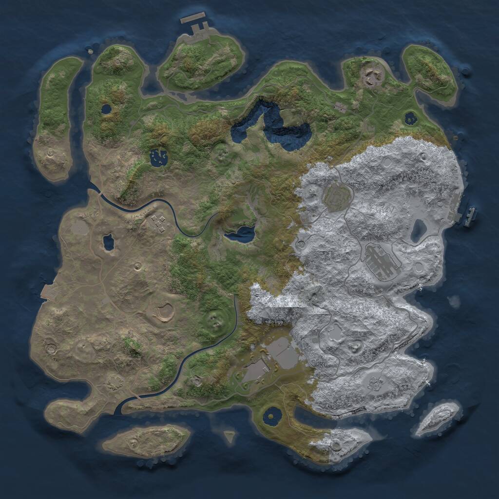 Rust Map: Procedural Map, Size: 4000, Seed: 617692170, 13 Monuments