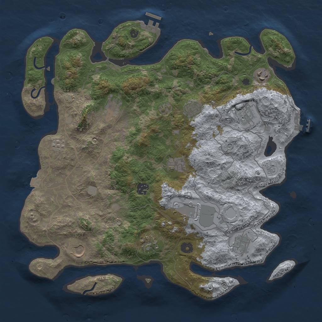 Rust Map: Procedural Map, Size: 4000, Seed: 617692170, 19 Monuments