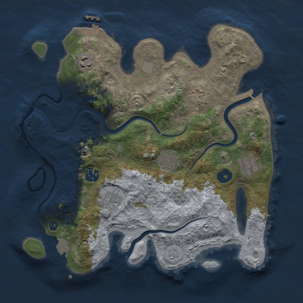 Rust Map: Procedural Map, Size: 3200, Seed: 1614974267, 12 Monuments