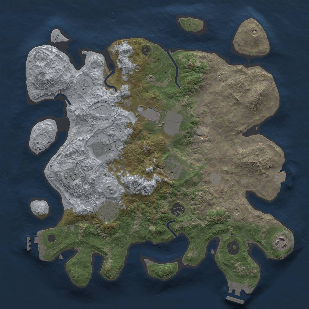 Rust Map: Procedural Map, Size: 3500, Seed: 921719808, 15 Monuments