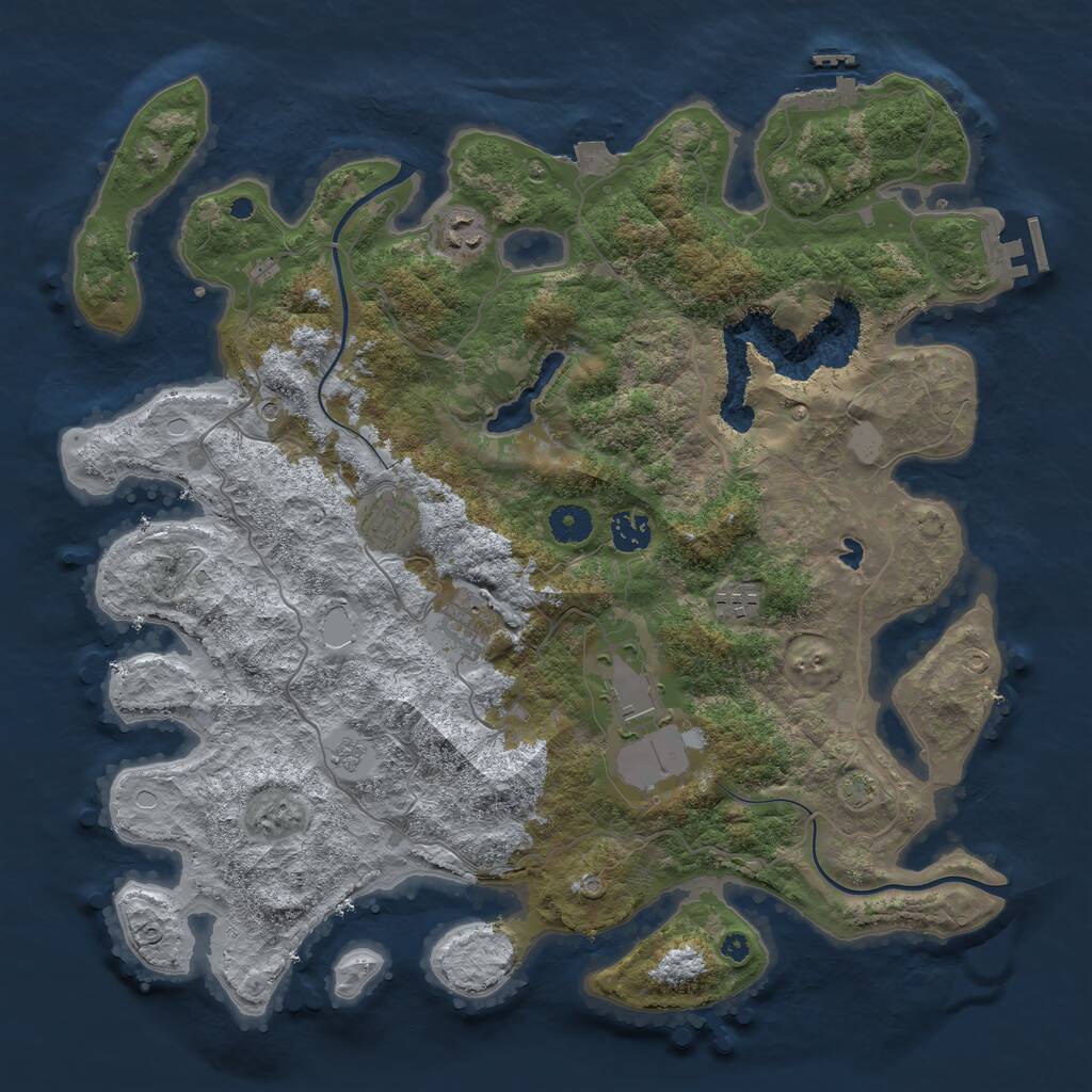 Rust Map: Procedural Map, Size: 4000, Seed: 12613489, 12 Monuments