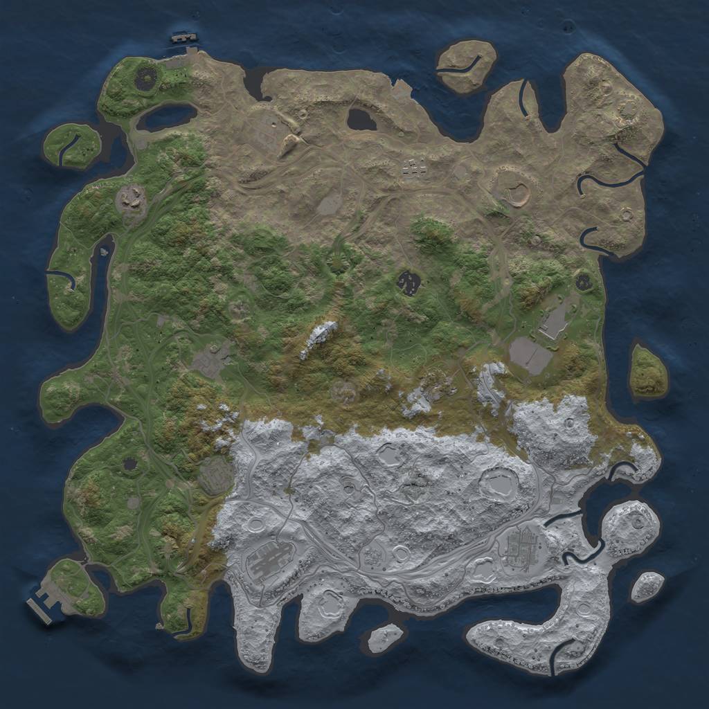 Rust Map: Procedural Map, Size: 4500, Seed: 2140459365, 19 Monuments