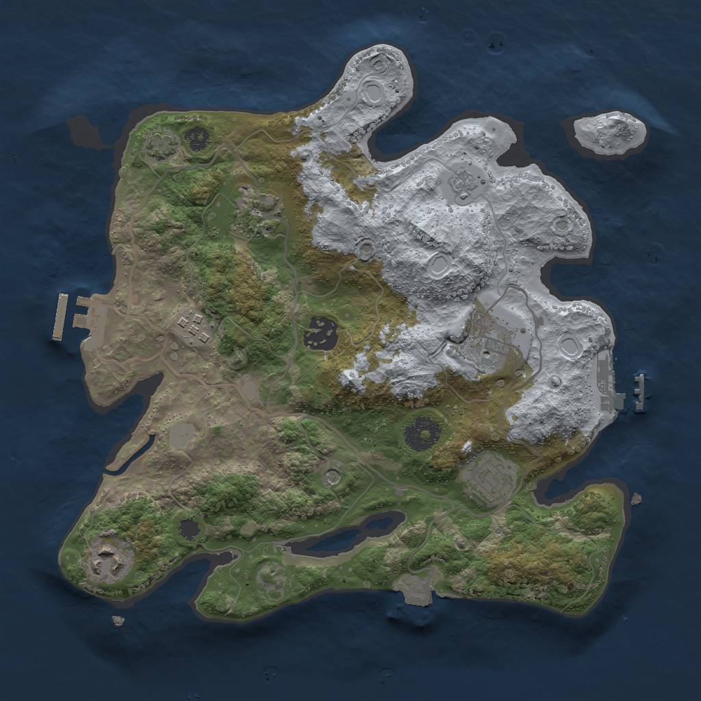 Rust Map: Procedural Map, Size: 3000, Seed: 1321038943, 14 Monuments