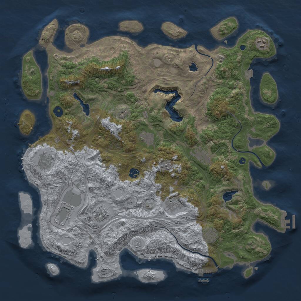 Rust Map: Procedural Map, Size: 4500, Seed: 289820748, 16 Monuments