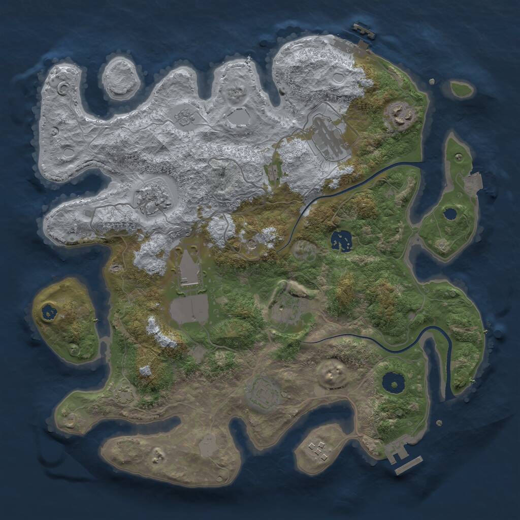 Rust Map: Procedural Map, Size: 3500, Seed: 1217770640, 14 Monuments