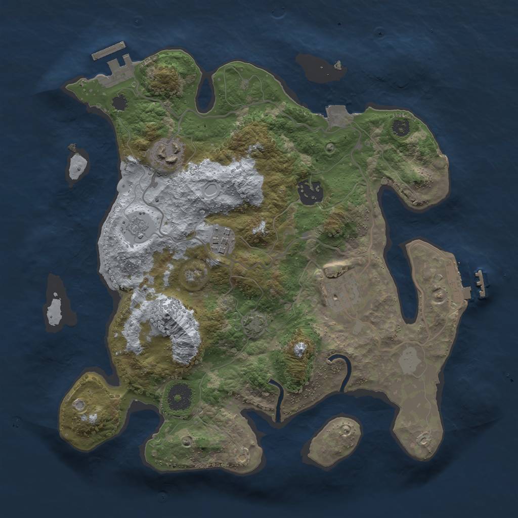 Rust Map: Procedural Map, Size: 3000, Seed: 1692047981, 11 Monuments