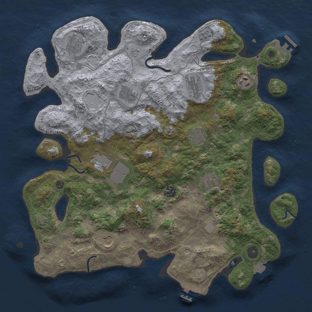 Rust Map: Procedural Map, Size: 4000, Seed: 897375252, 18 Monuments