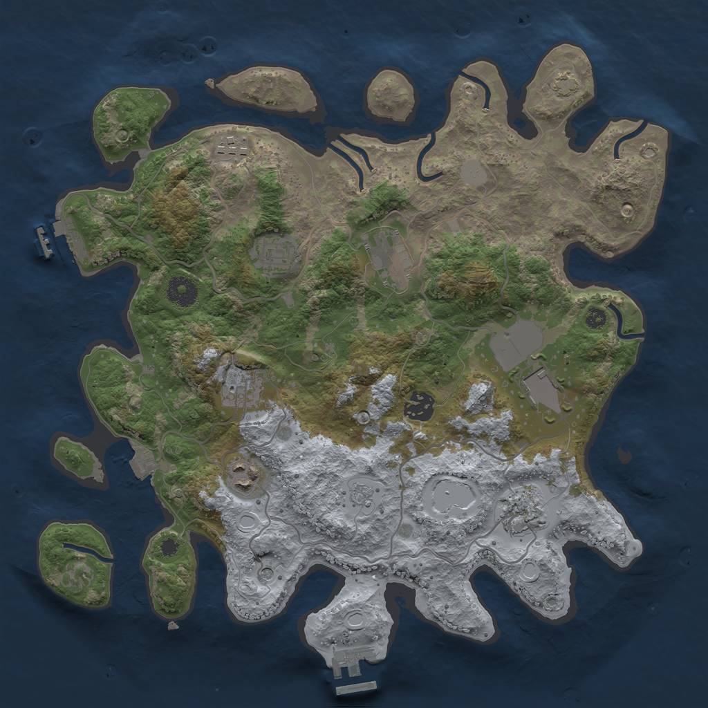 Rust Map: Procedural Map, Size: 3500, Seed: 1483702833, 16 Monuments