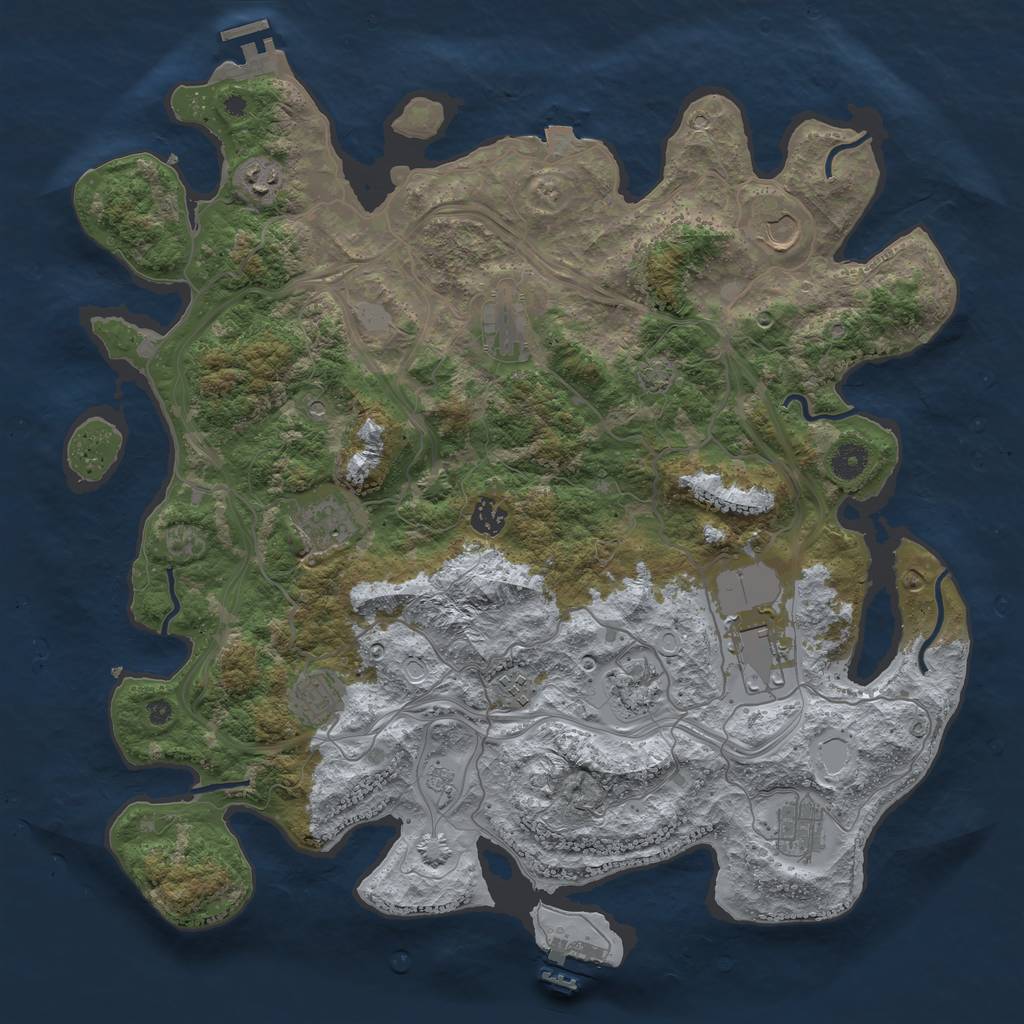 Rust Map: Procedural Map, Size: 4250, Seed: 945673524, 18 Monuments