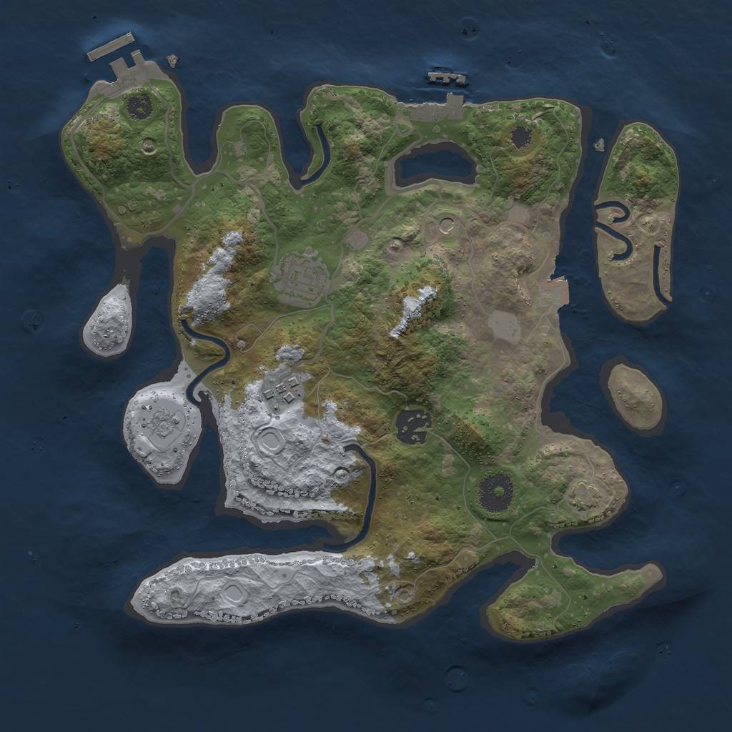 Rust Map: Procedural Map, Size: 3000, Seed: 1124180878, 11 Monuments