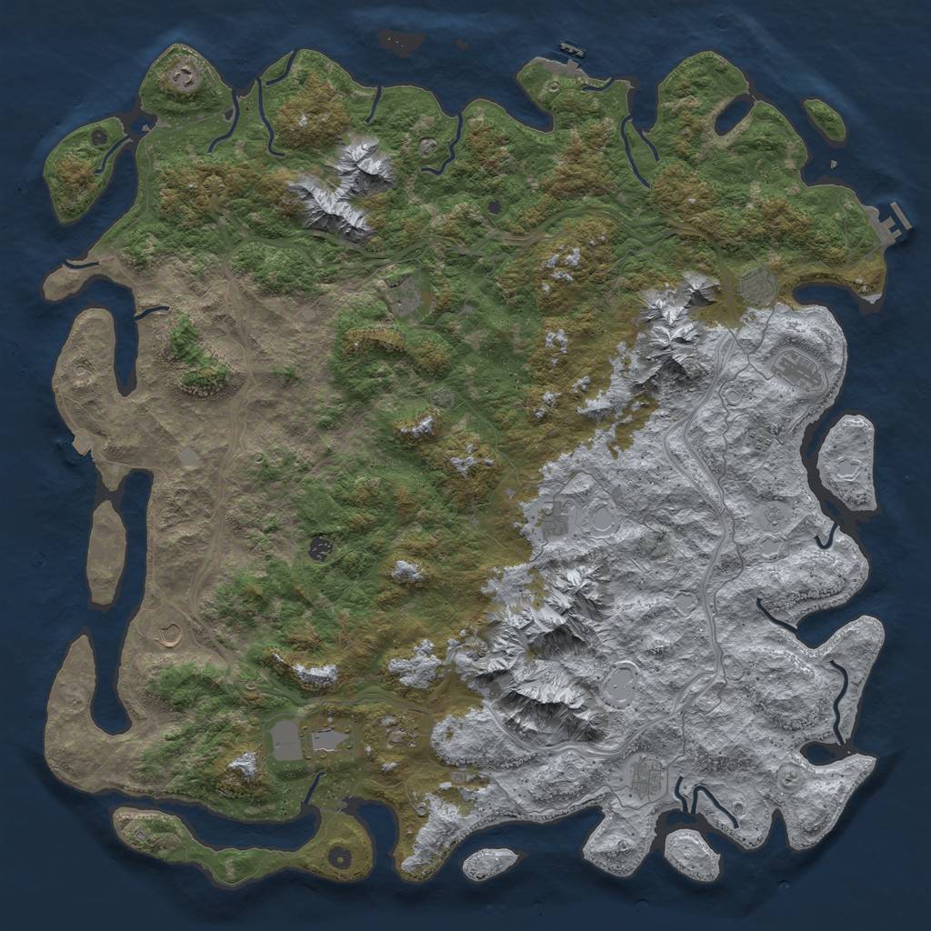 Rust Map: Procedural Map, Size: 6000, Seed: 90498039, 19 Monuments