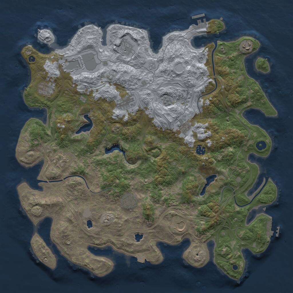 Rust Map: Procedural Map, Size: 4500, Seed: 912390490, 17 Monuments