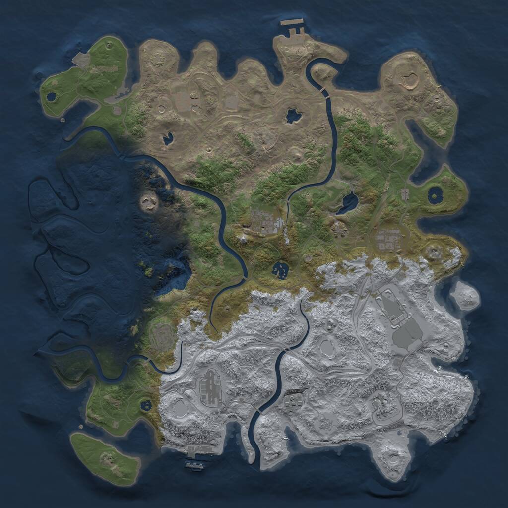 Rust Map: Procedural Map, Size: 4500, Seed: 554433, 17 Monuments