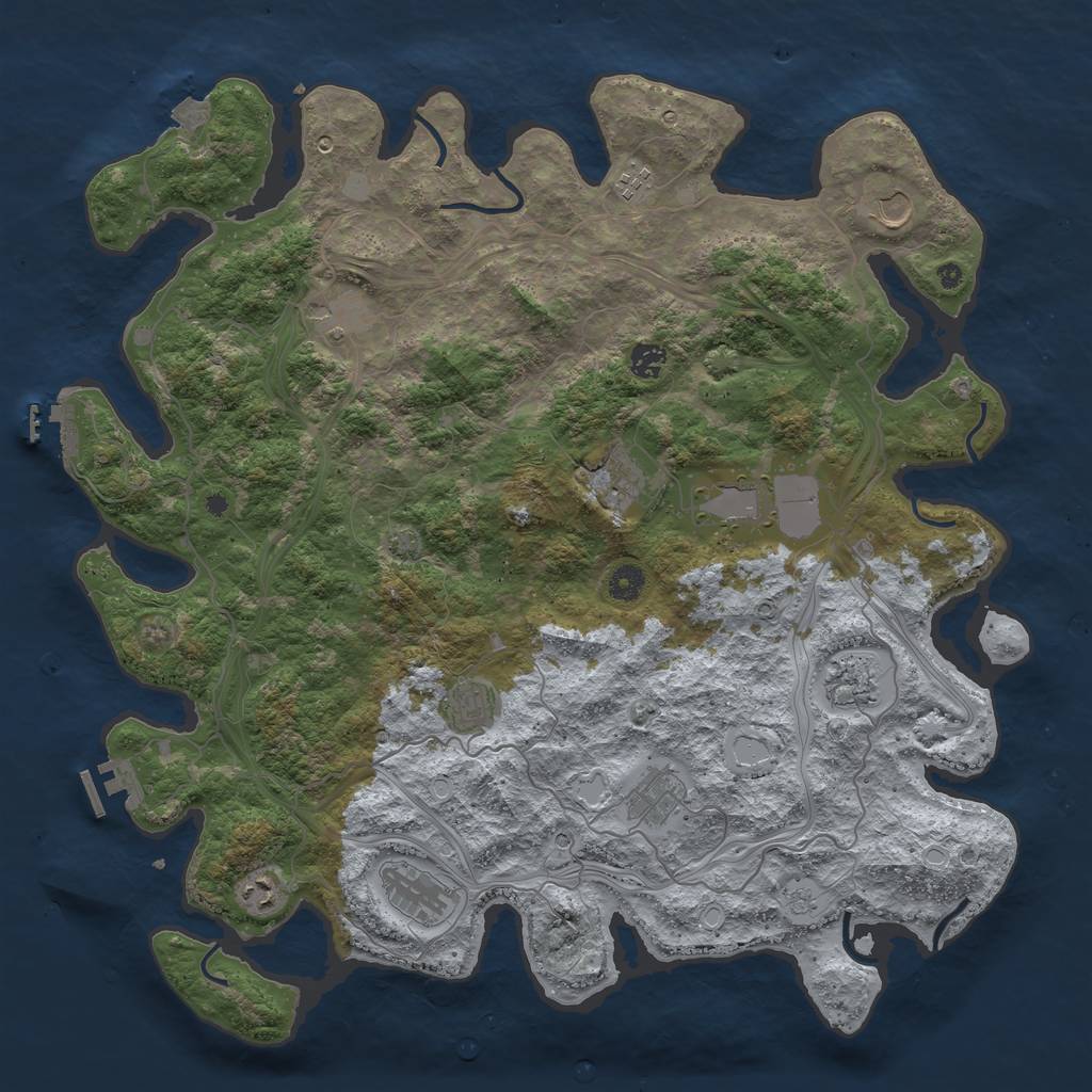 Rust Map: Procedural Map, Size: 4500, Seed: 554433, 19 Monuments