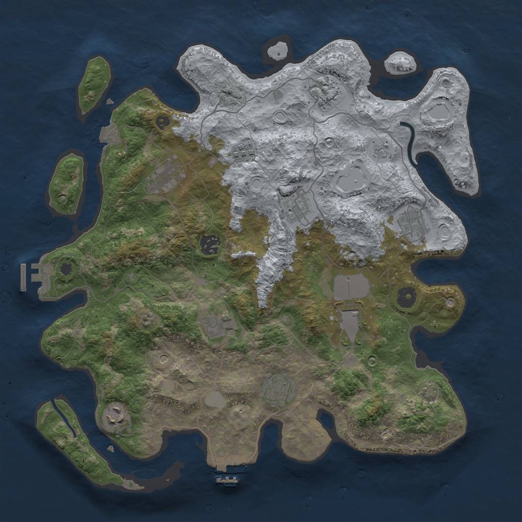 Rust Map: Procedural Map, Size: 3800, Seed: 1893225, 18 Monuments