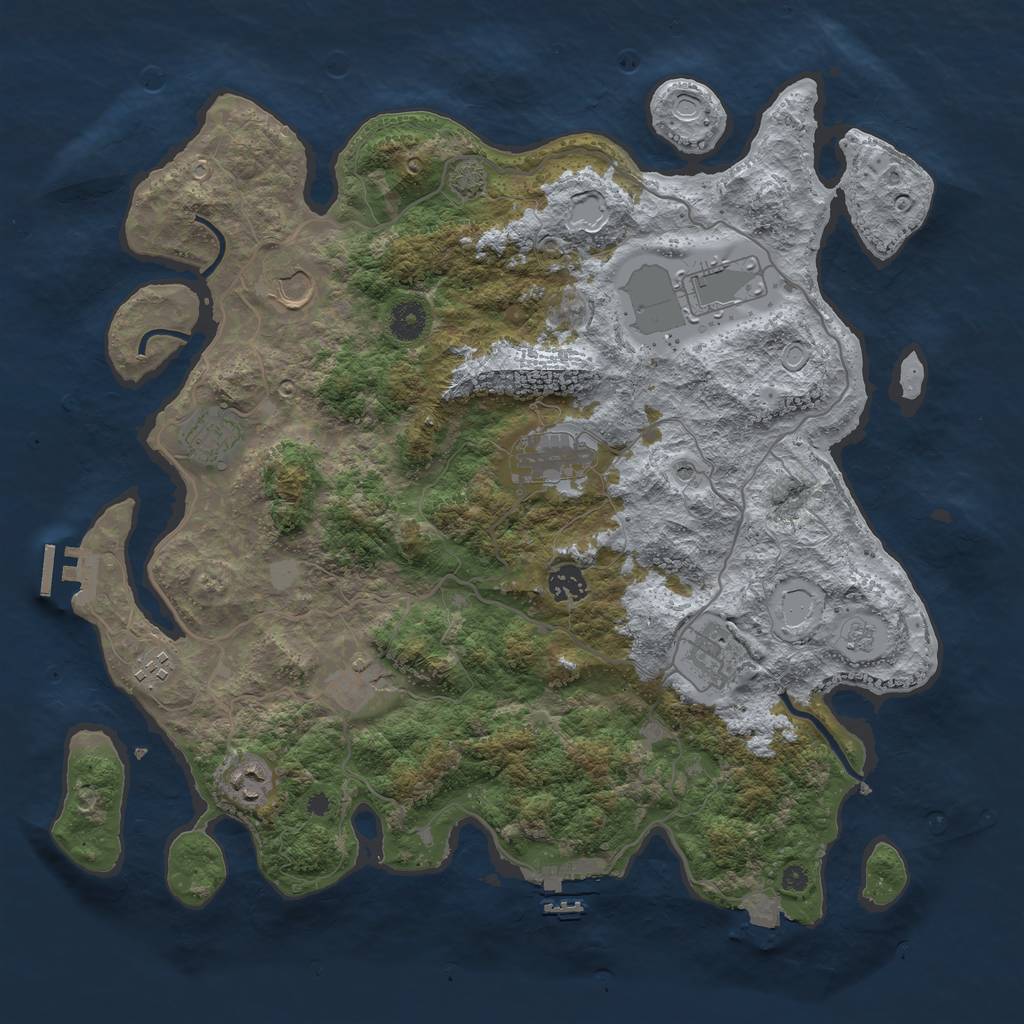 Rust Map: Procedural Map, Size: 4000, Seed: 537254649, 17 Monuments